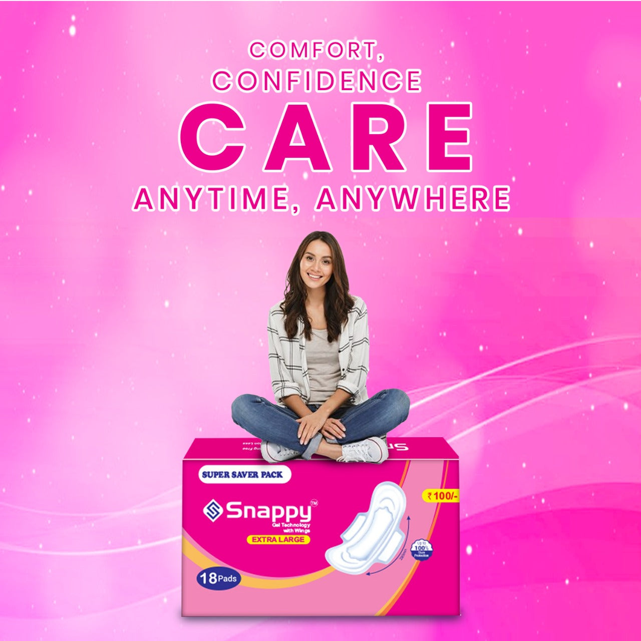 Snappy Extra Large Super Saver Pack - 18 Pads Gel Technology with Wings (Pack 3 )